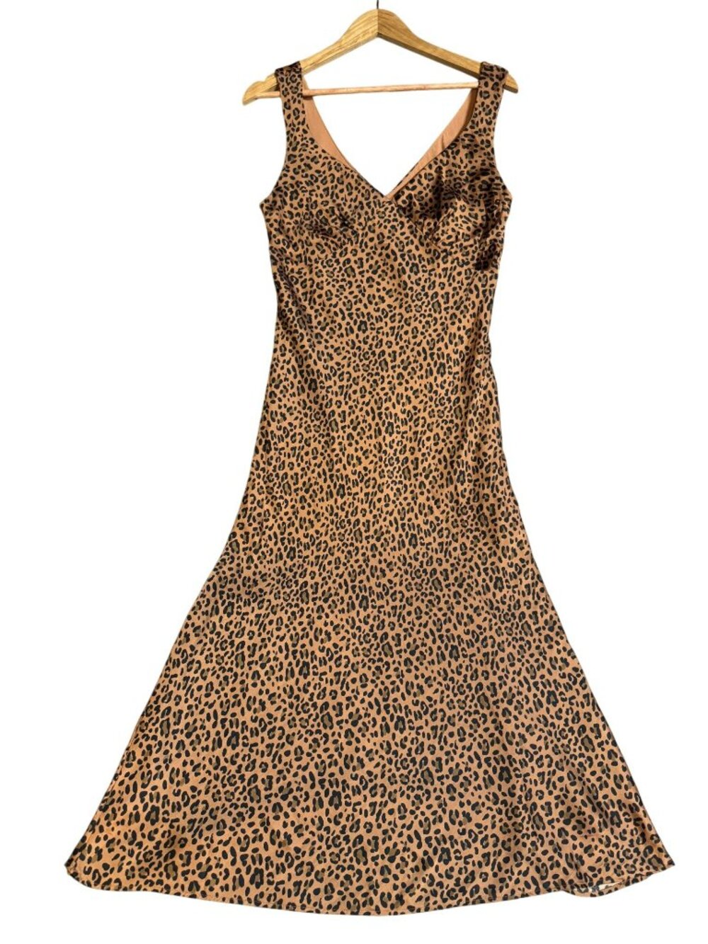 American Eagle Leopard Print V-Neck Sleeveless Slip Dress Brown Size Small